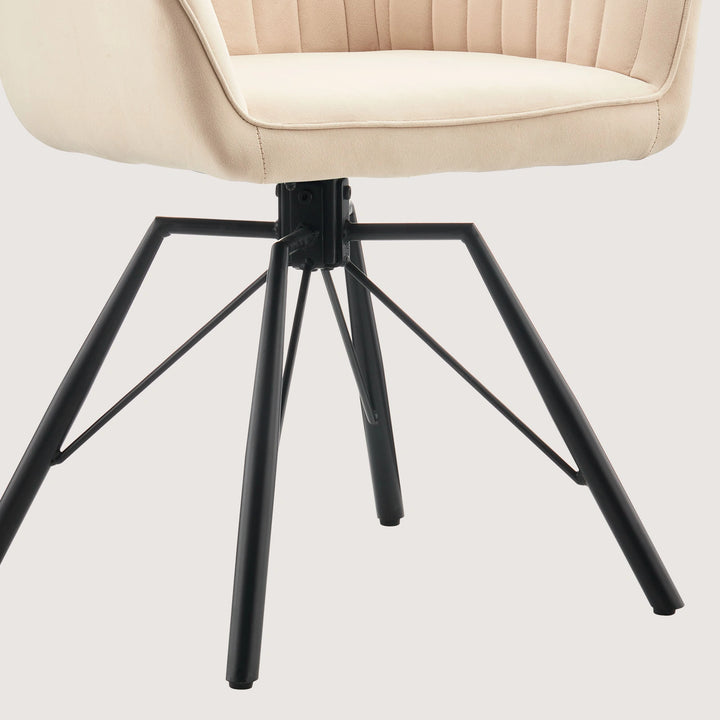 Detail view of Milo desk chair, cream metal legs – sturdy and stylish
