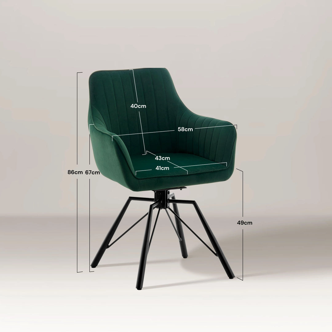 Green Milo dining chair size and dimensions guide