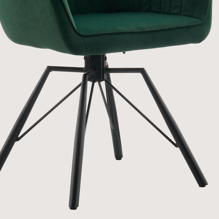 Detail view of Milo desk chair, black metal legs – sturdy and stylish