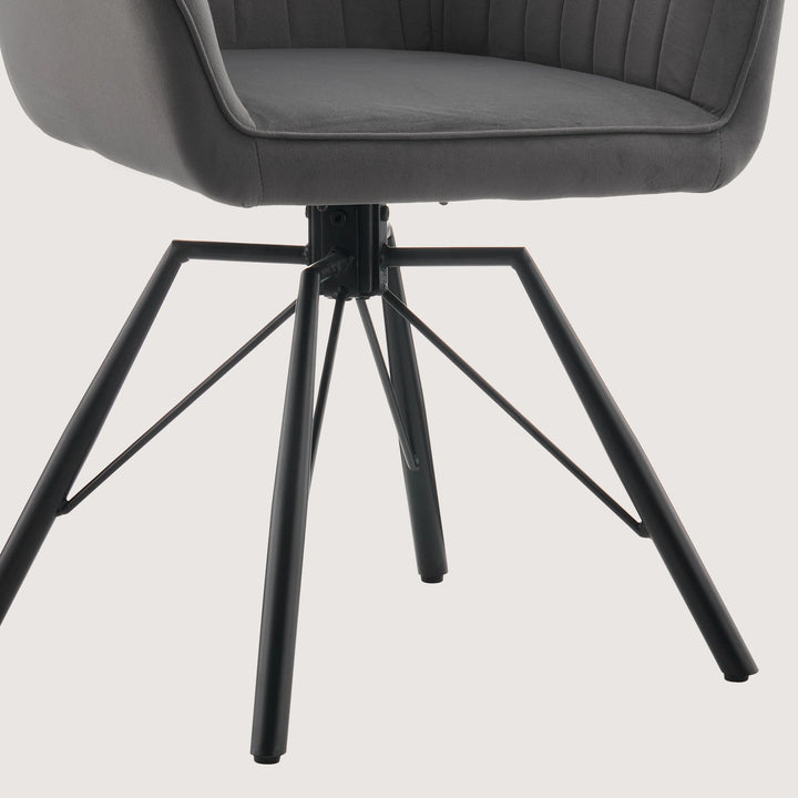 Detail view of Milo desk chair, black metal legs – sturdy and stylish