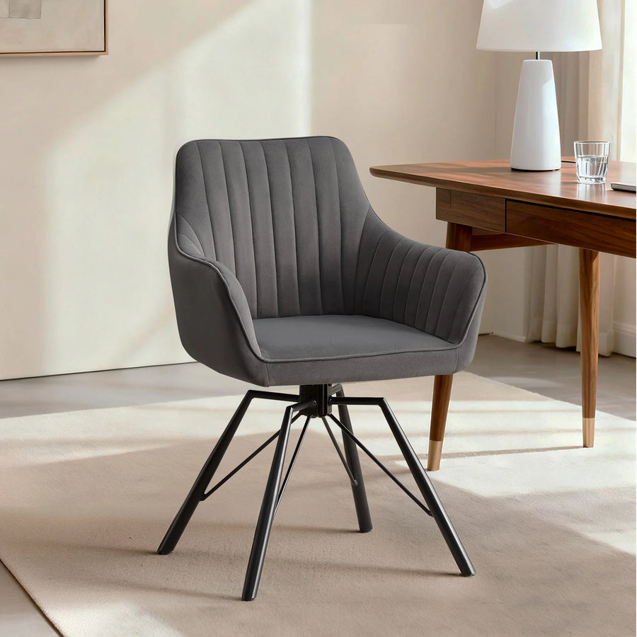Grey Milo desk chair in a modern home office setup