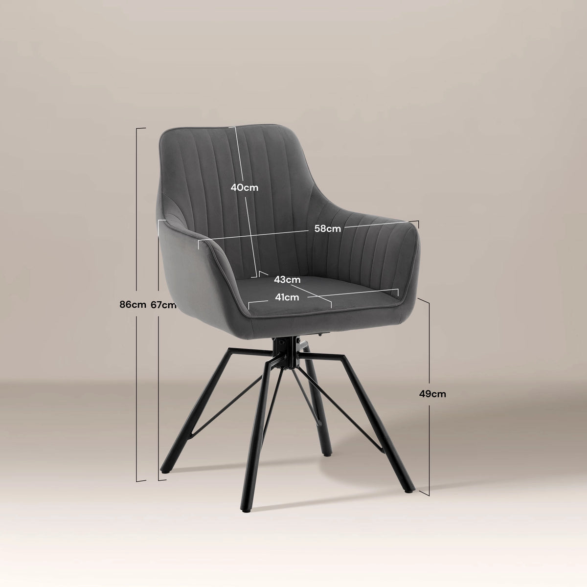 Grey Milo dining chair size and dimensions guide