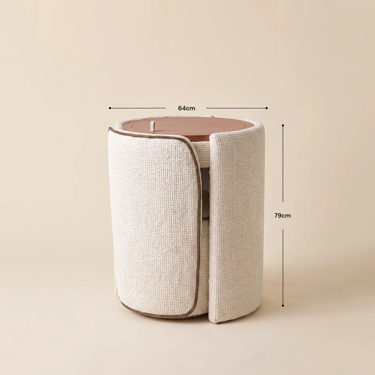 Dimensions of the Mina chenille dressing table, showing its overall width and height for easy bedroom and dressing area planning