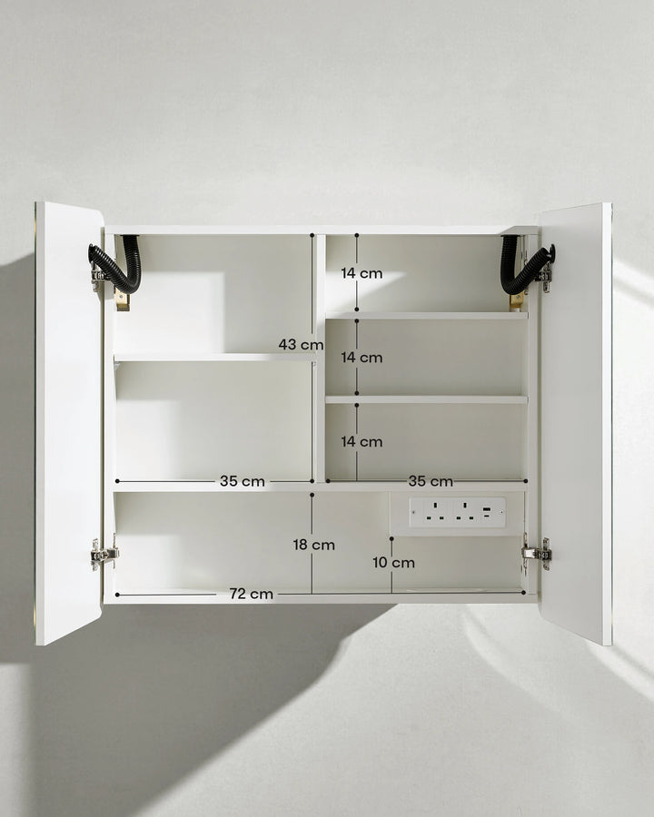 Mira anti fog bathroom mirror cabinet storage shelves dimensions and size guide