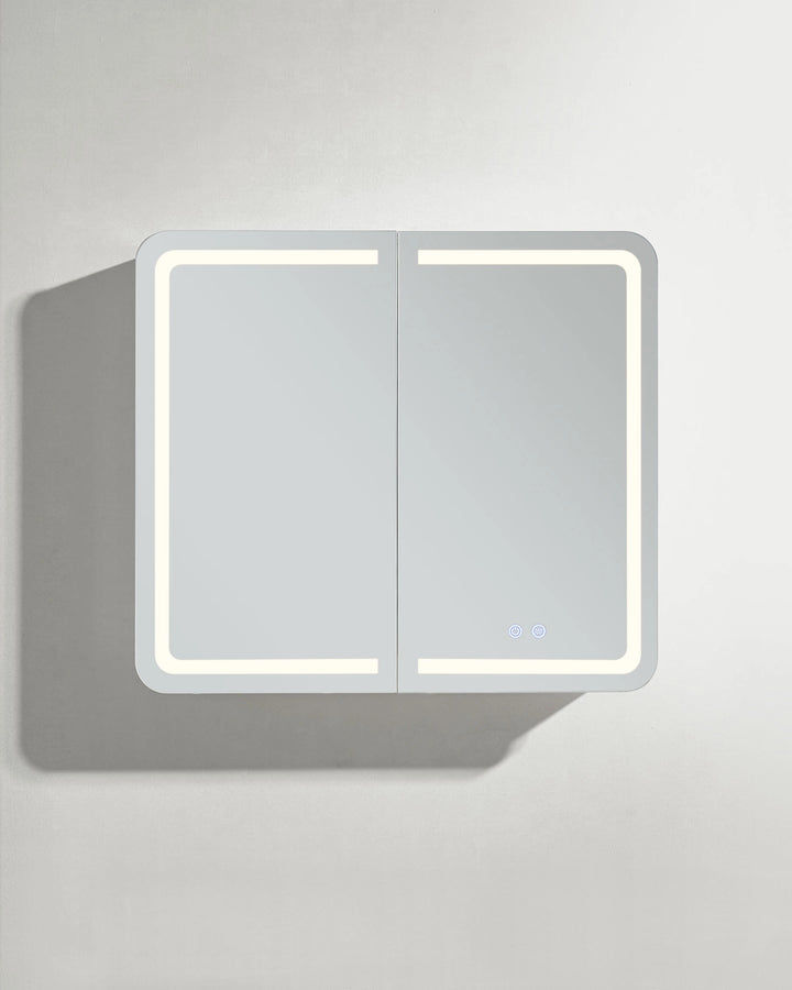 Mira anti fog bathroom mirror cabinet front view on white background