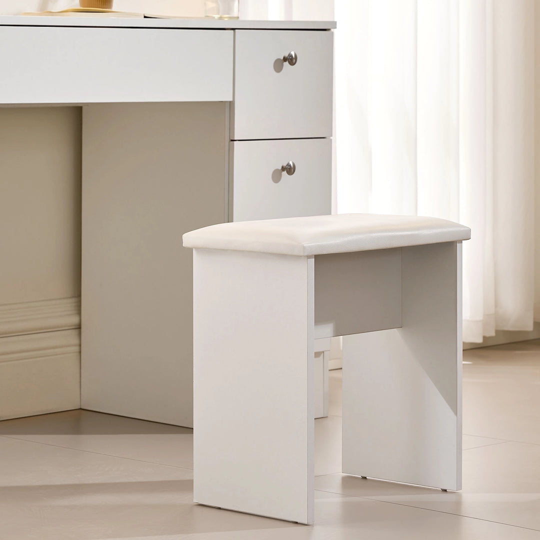 Hollywood White Dressing Table with 6 Drawers, 3-Colour LED Bulbs Vanity Desk with Stool CLIPOP furniture Hollywood White Dressing Table with 6 Drawers, 3-Colour LED Bulbs Vanity Desk with Stool CLIPOP furniture