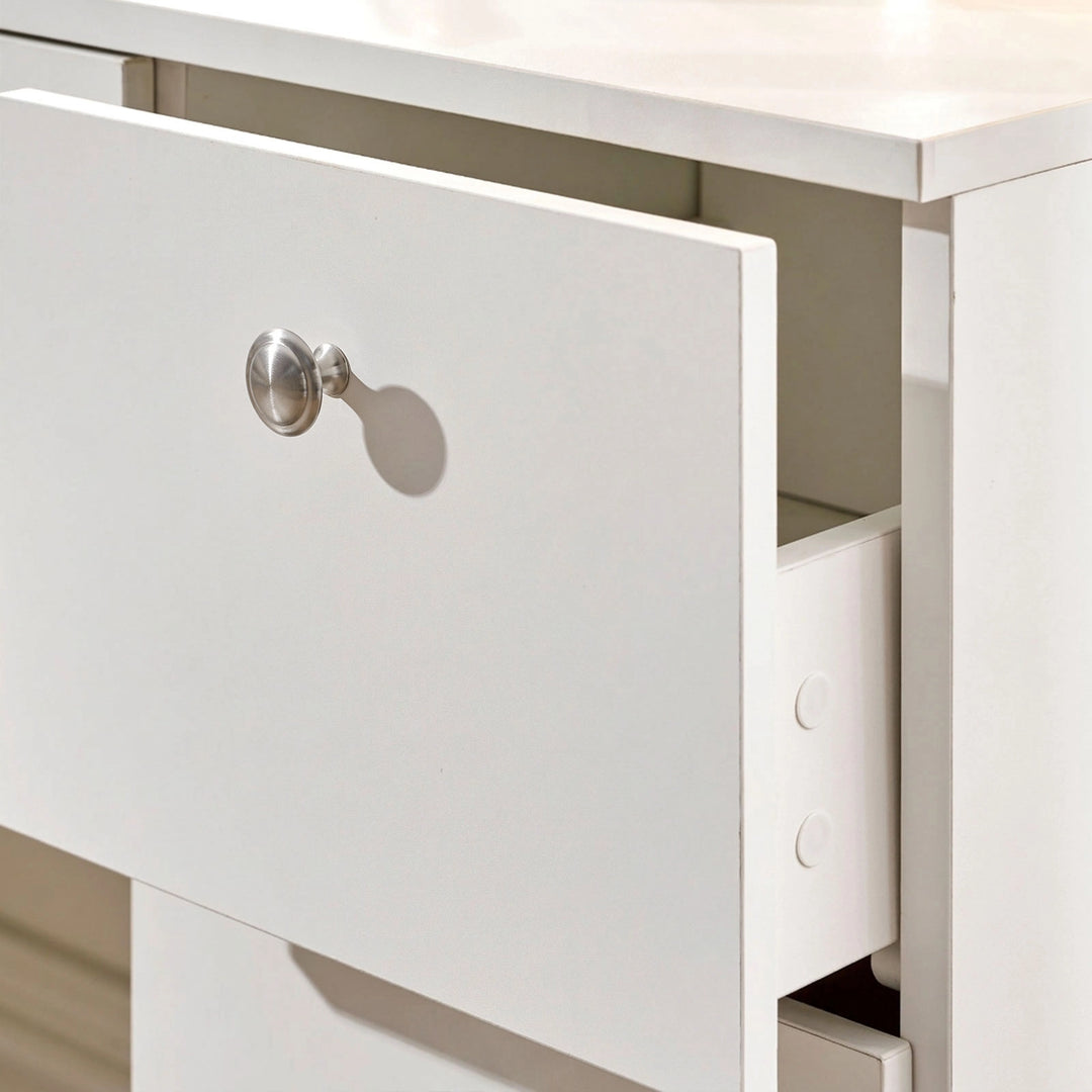 Modena Hollywood dressing table silver brushed handles detail, modern vanity unit UK