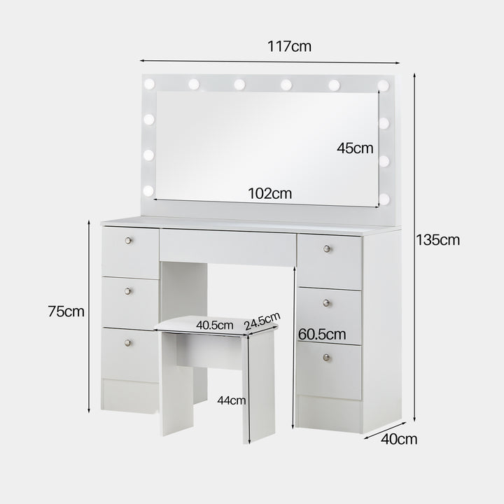 Modena Hollywood White Dressing Table [Upgrade Large Desktop]