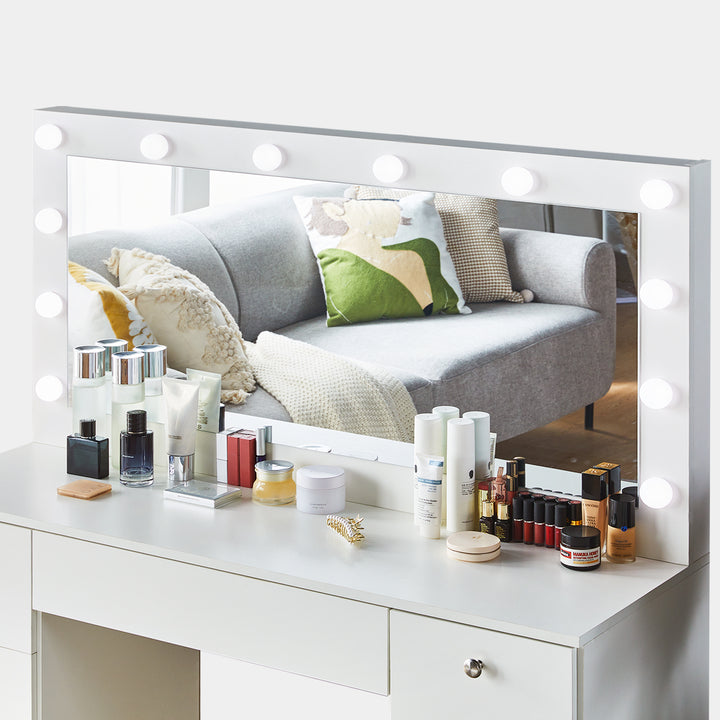 Modena Hollywood White Dressing Table [Upgrade Large Desktop]
