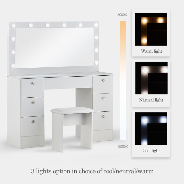 Modena Hollywood White Dressing Table [Upgrade Large Desktop]
