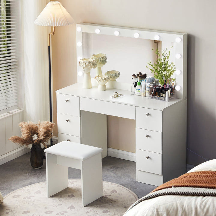 Modena Hollywood White Dressing Table [Upgrade Large Desktop]