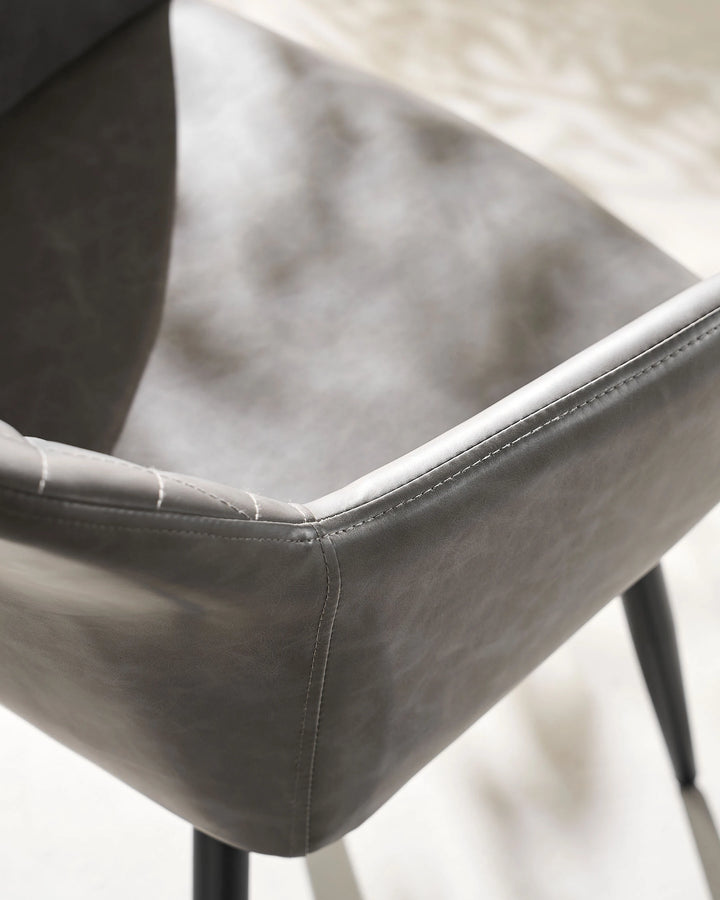 Top View of Wide Padded Seat on Moree light grey Faux Leather Dining Chair