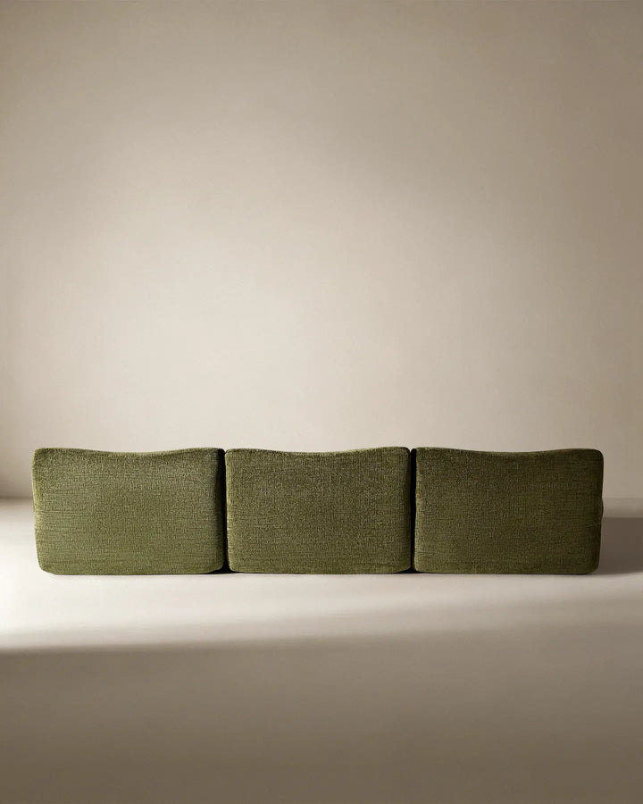 Rear view of the Nola sofa, showcasing the clean, finished back suitable for open-plan living spaces.