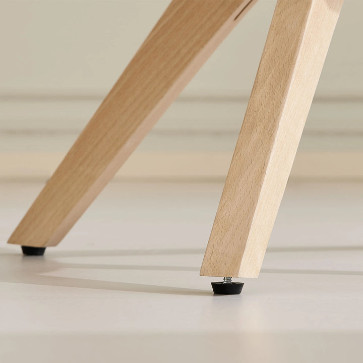 Solid wood legs with adjustable feet on the grey Oakley velvet swivel chair, suitable for uneven floors