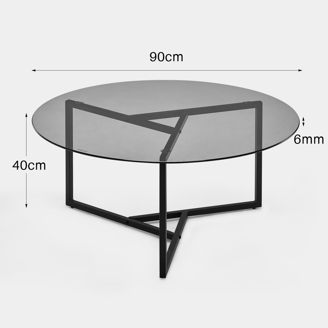 Okkra Round Glass Coffee Table [Clear Glass] [Black Glass]