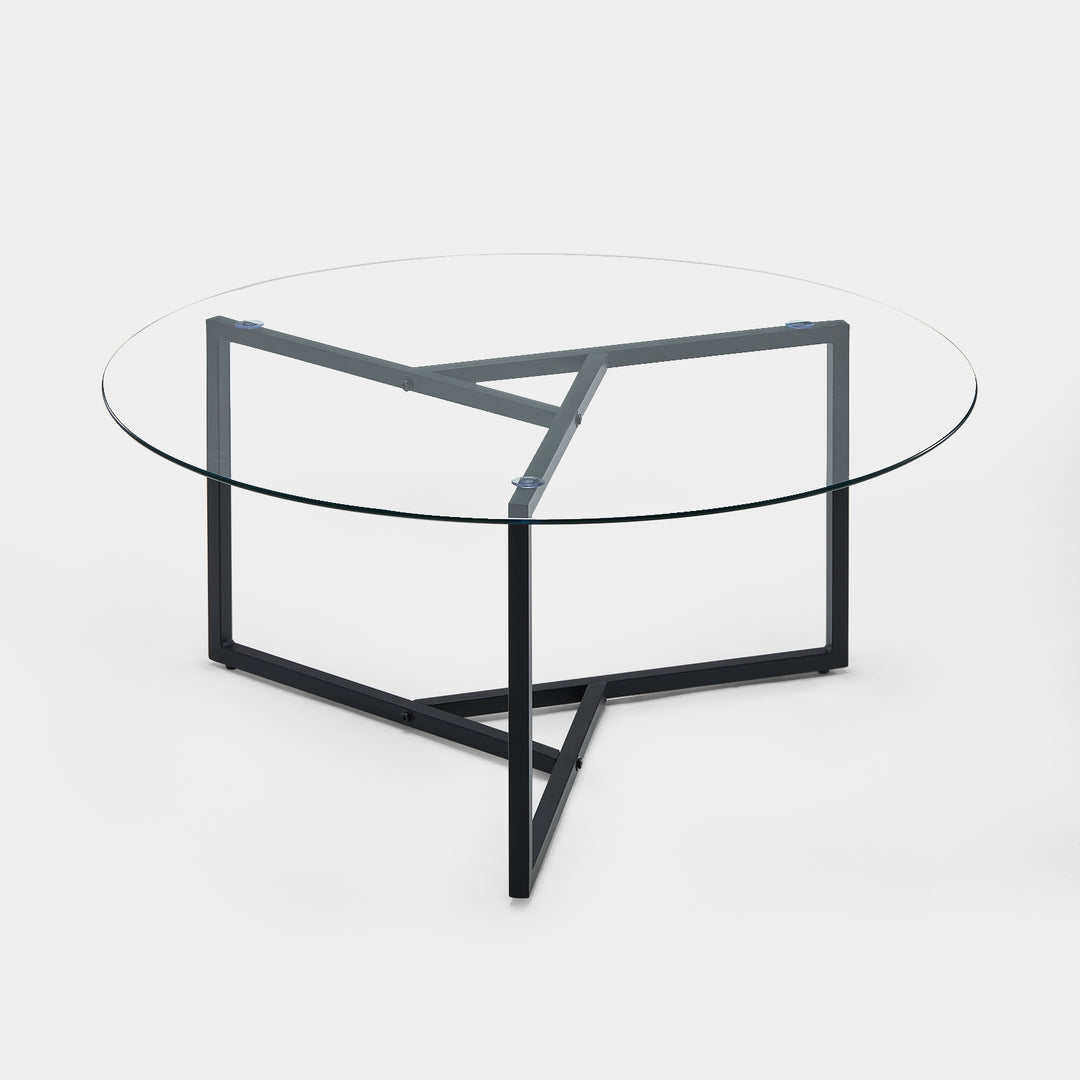 Okkra Round Glass Coffee Table [Clear Glass] [Black Glass]
