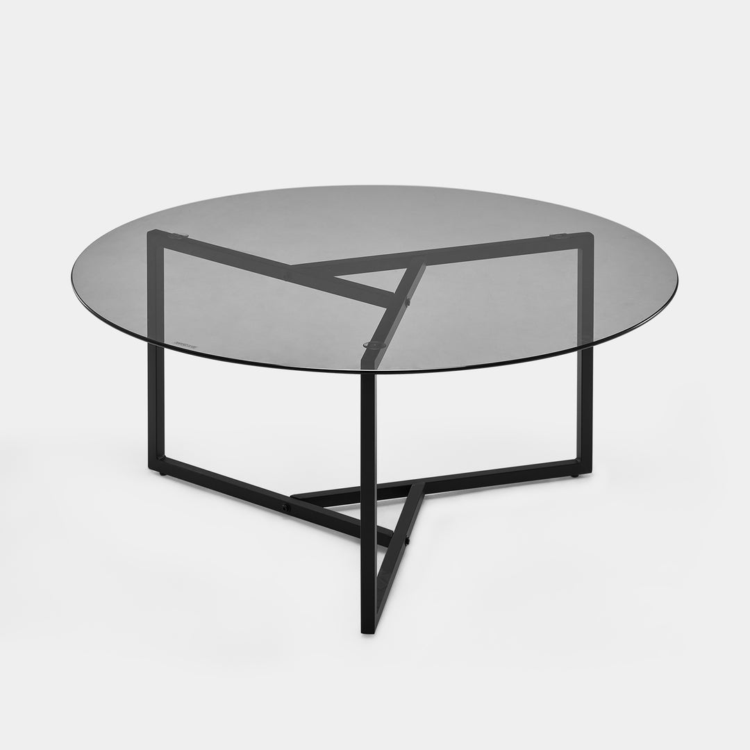 Okkra Round Glass Coffee Table [Clear Glass] [Black Glass]