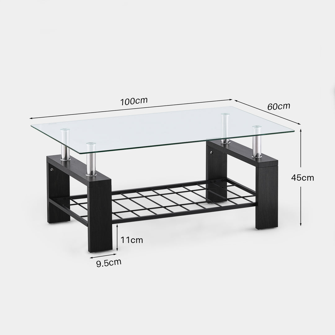 Oscar Mid-century Glass Coffee Table [Tempered Glass]