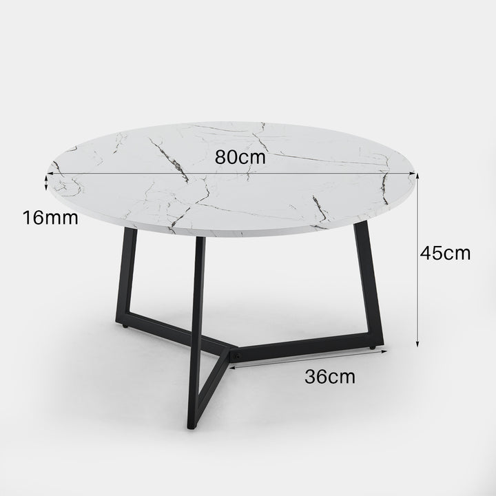 Ovalle Round Coffee Table [Marble] [Dark Wood]