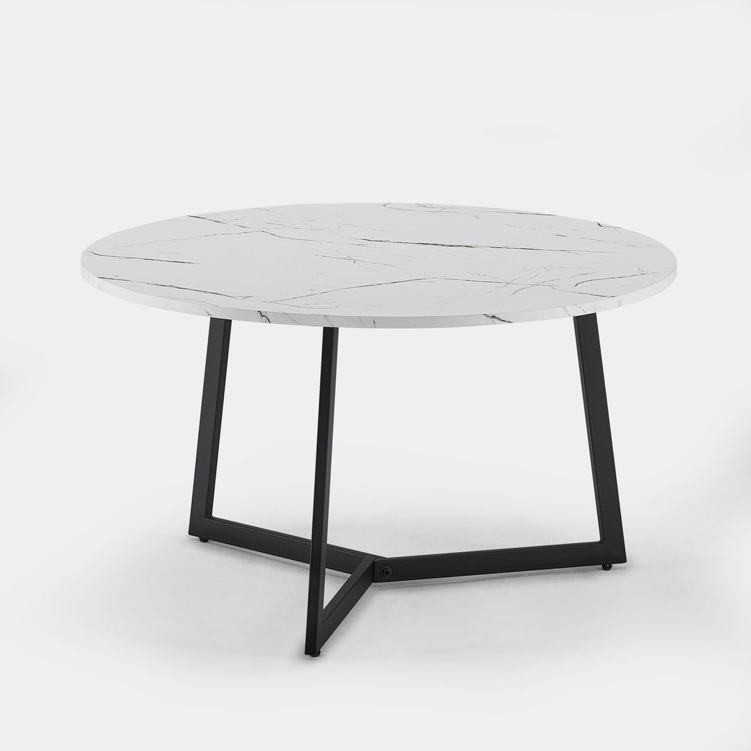 Ovalle Round Coffee Table [Marble] [Dark Wood]