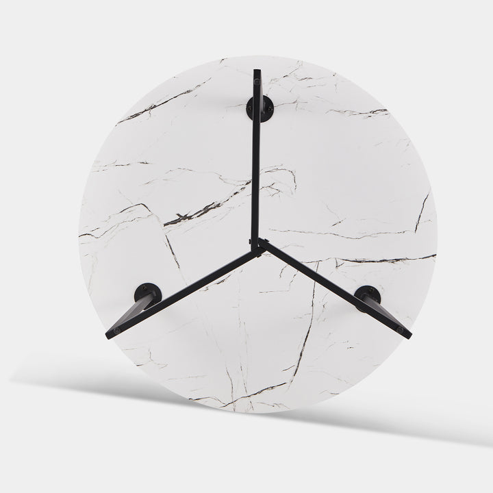 Ovalle Round Coffee Table [Marble] [Dark Wood]