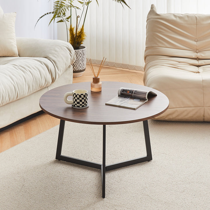 Ovalle Round Coffee Table [Marble] [Dark Wood]