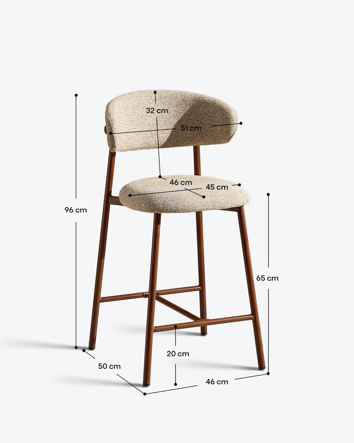 Rowan Walnut Bar Stool dimensions and measurements