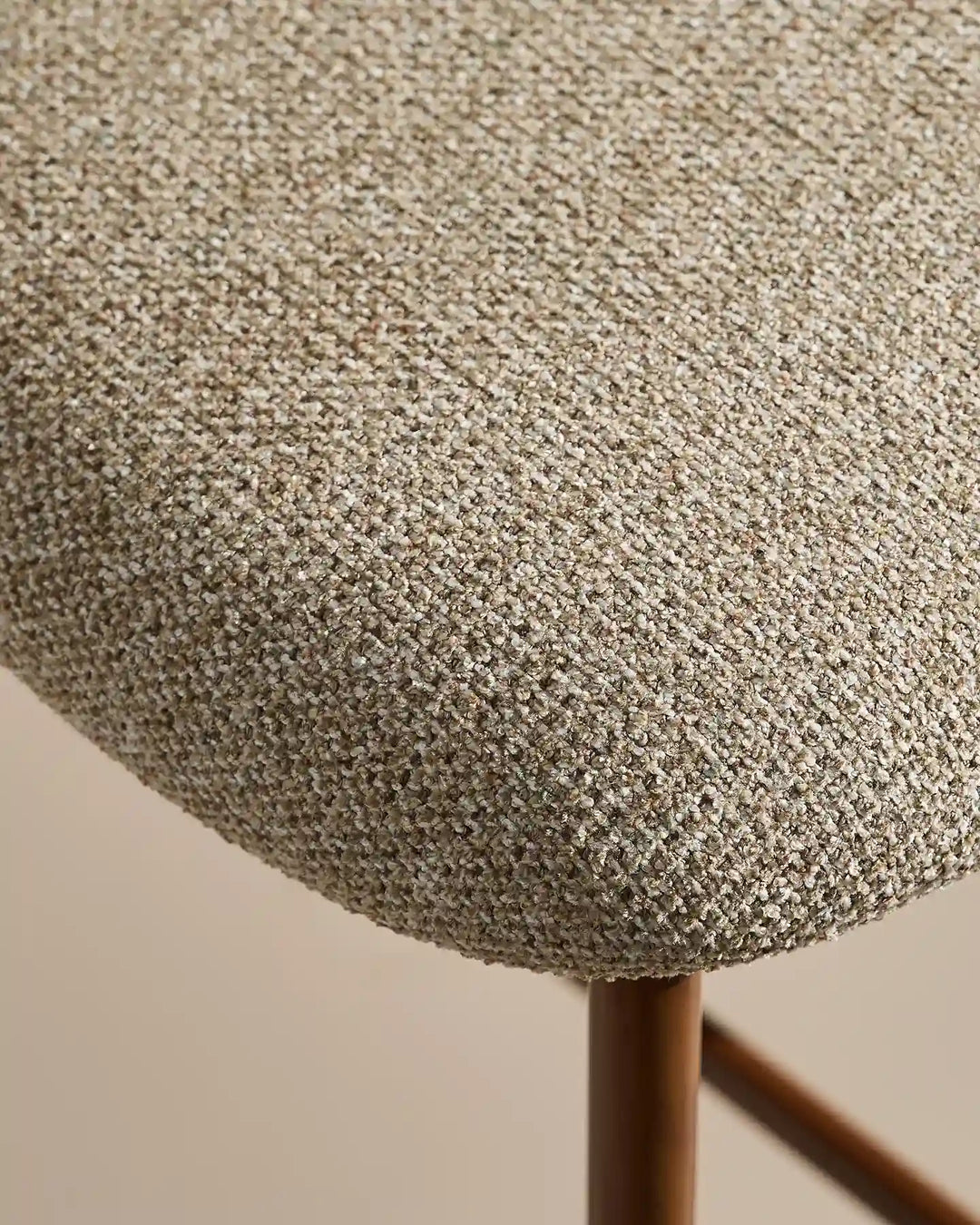 Soft chenille fabric upholstery close-up on Rowan Walnut Bar Stool