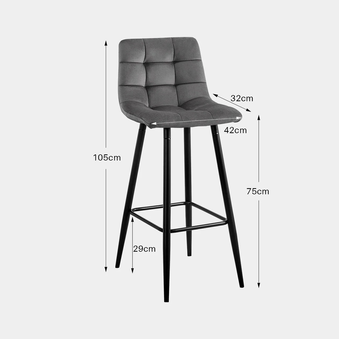 Christie Velvet Bar Stools [Set of 2] [65cm] [75cm]