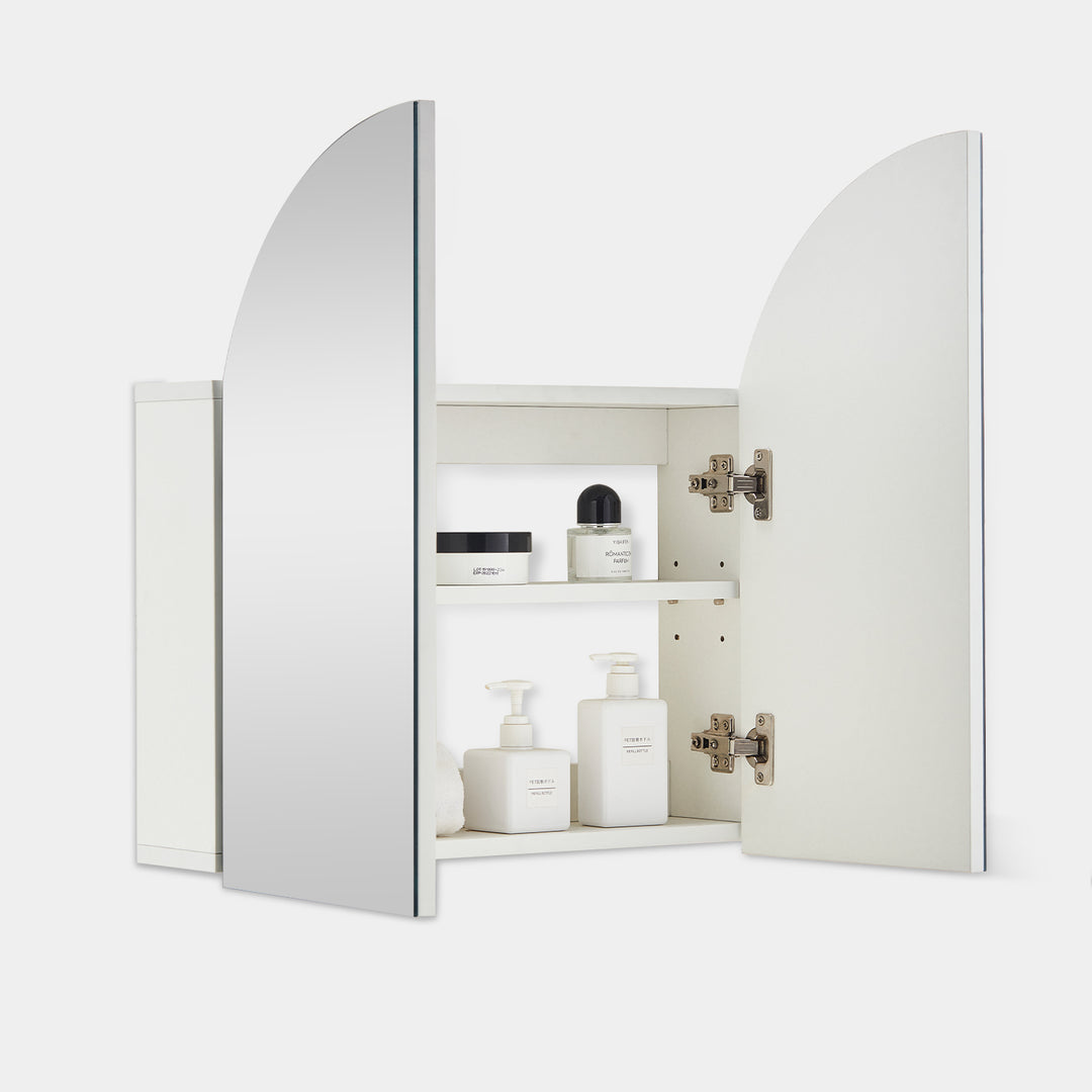 Colin White Wandmontierter Medizinschrank mit Spiegel für Bad [2 Türen 1 Regal]