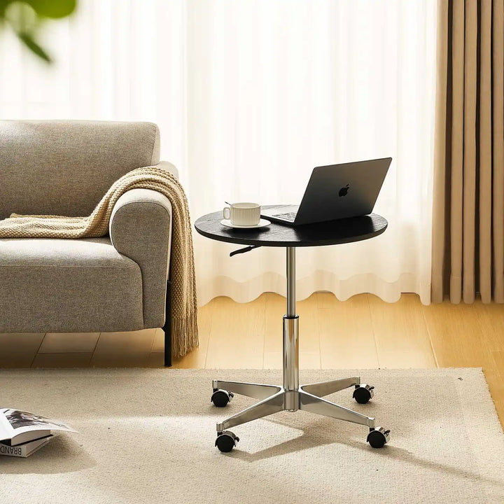 Clipop Vesna Small Round Side Table next to sofa in living room, UK furniture accent table for modern homes