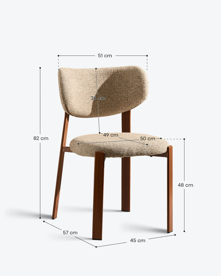 Bramley Rustic Chenille Dining Chair dimensions and measurements guide