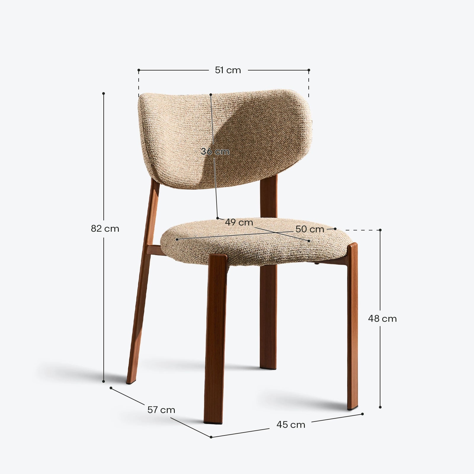 Bramley Rustic Chenille Dining Chair dimensions and measurements guide