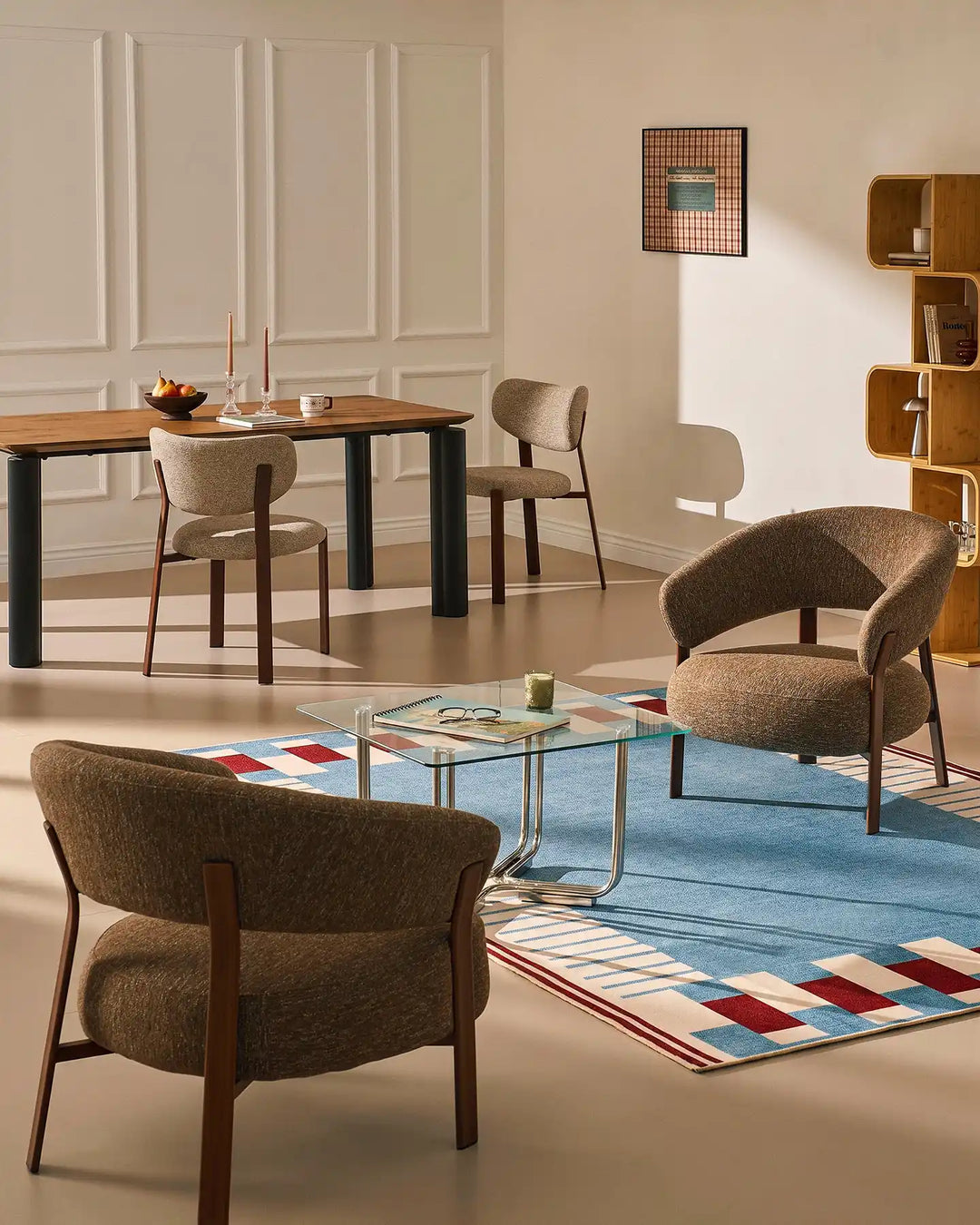 Two Bramley Accent Chairs in walnut creating a cosy conversation area in the living room
