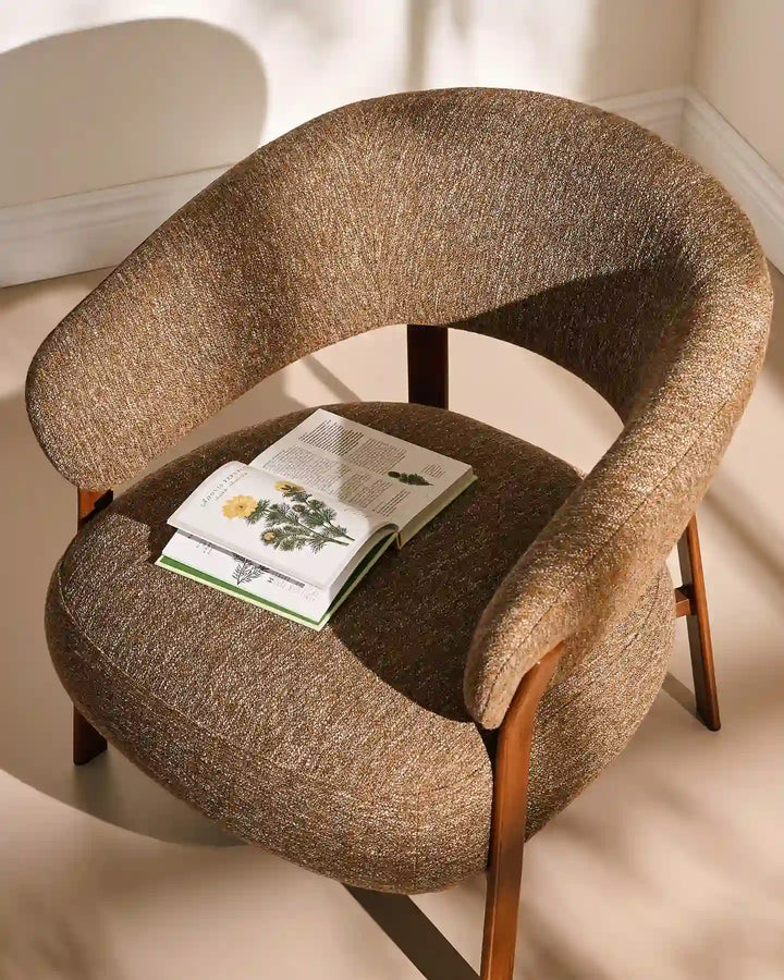Top view showing the wide upholstered seat of the Bramley Accent Chair