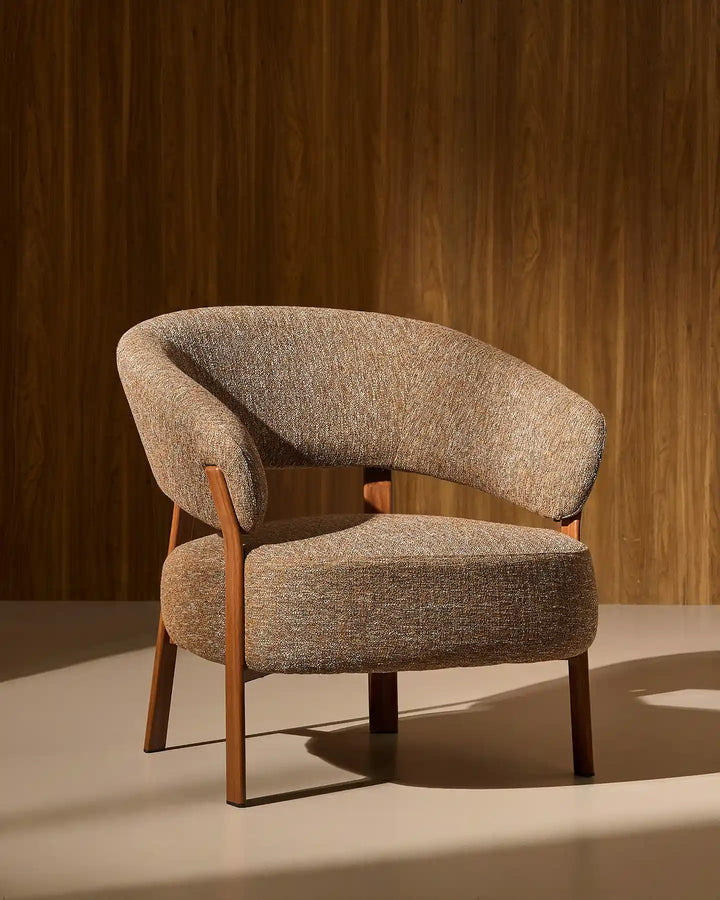 Bramley Accent Chair walnut front 45 degree view