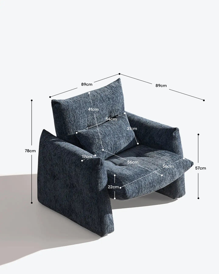 Kumo Accent Chair dimensions with detailed measurements for living room and lounge seating layouts