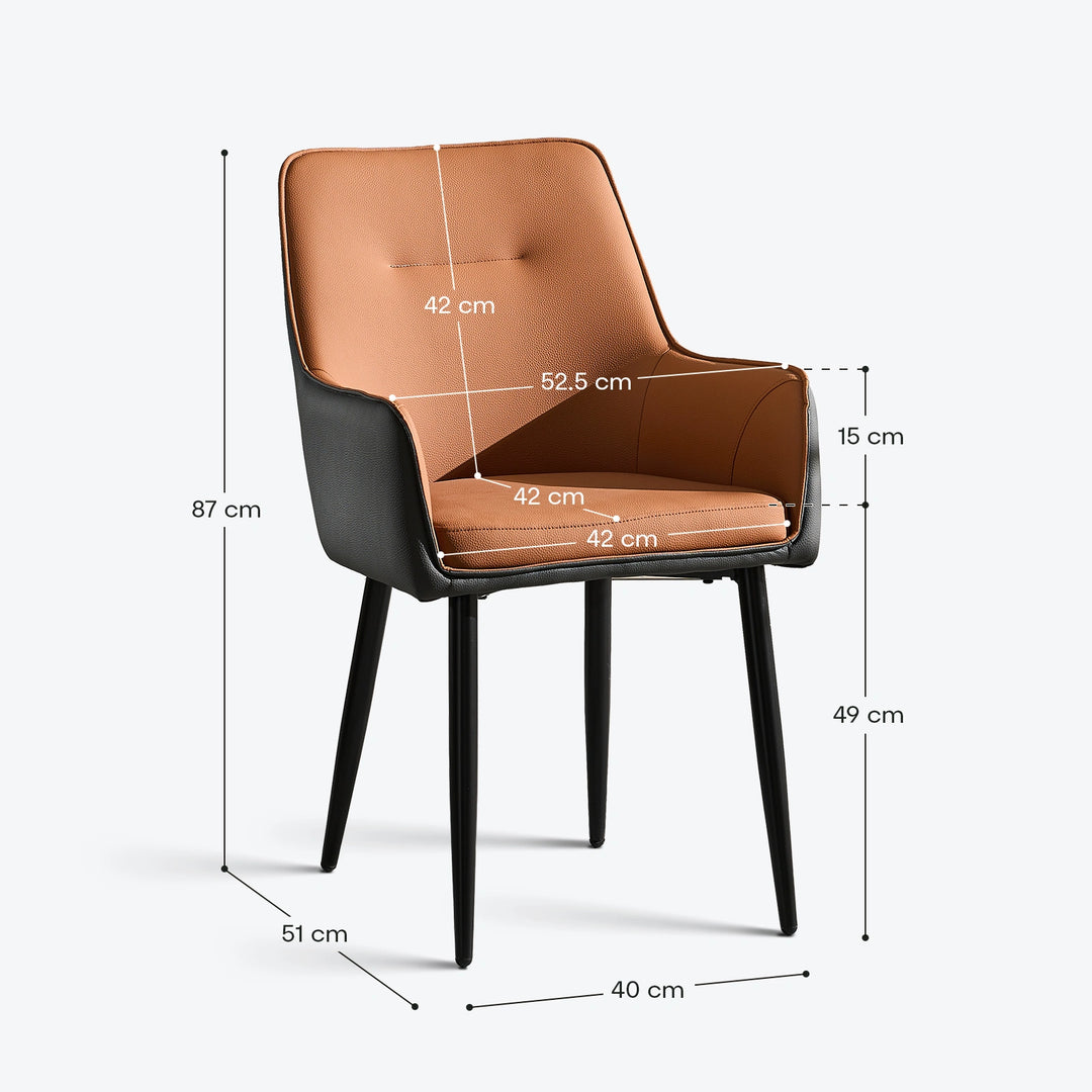 Brown Maxine Dining Chair detailed dimensions and measurements diagram