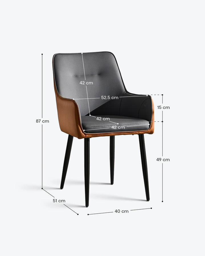 grey Maxine Dining Chair detailed dimensions and measurements diagram