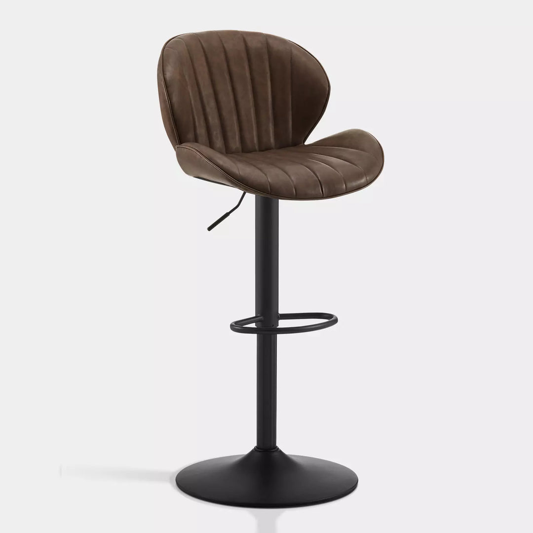 Caryol Swivel Bar Stool [Set of 2] [Height Adjustable] [PU Leather]