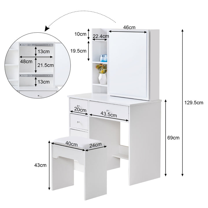 Amya Dressing Table Set [Sliding Mirror]