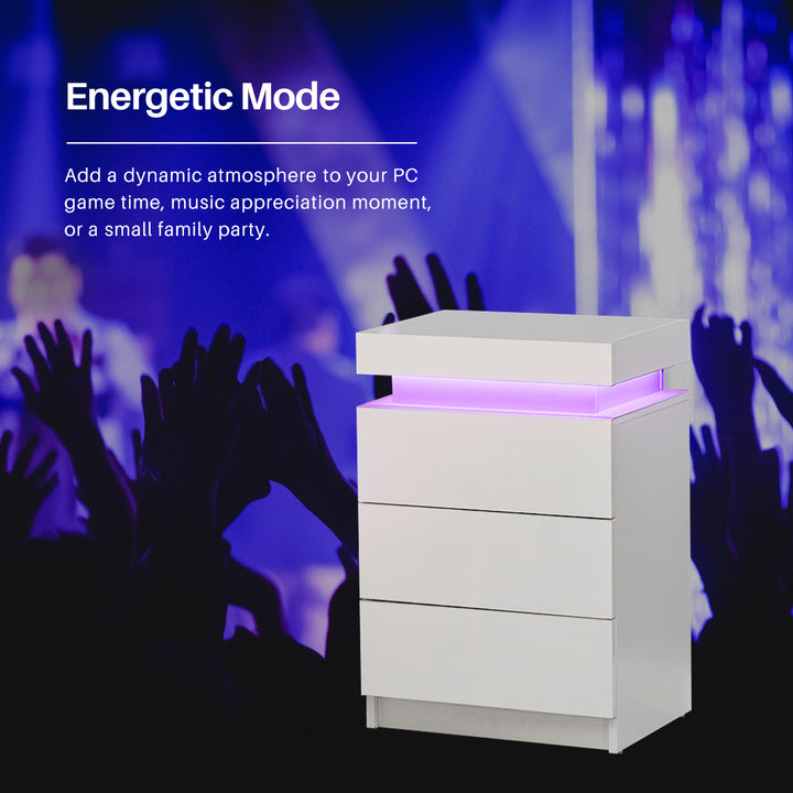 Kumar LED Light Bedside Table [3 Drawers]