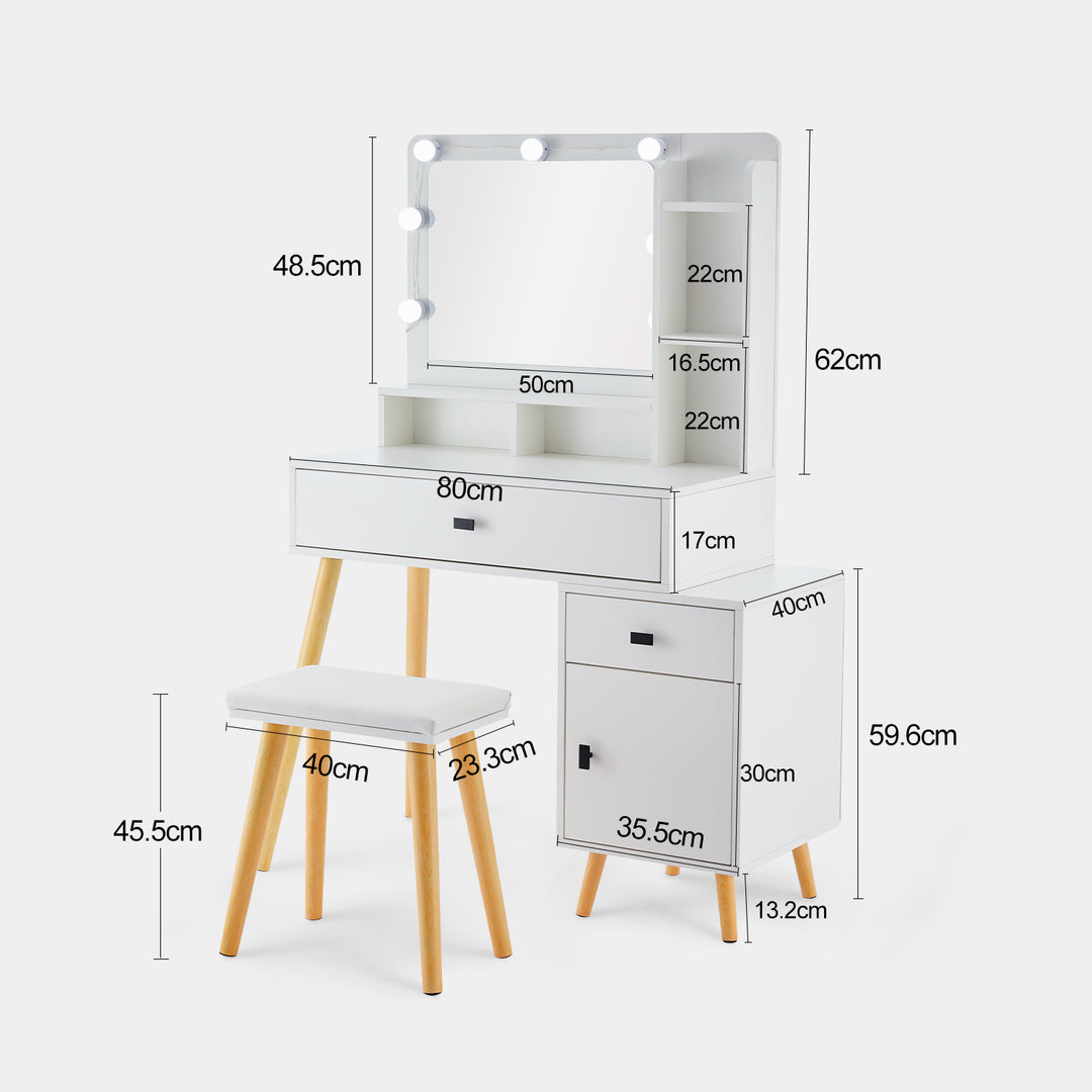 Aichele LED Lights Vanity Dressing Table Set [Stool Included]