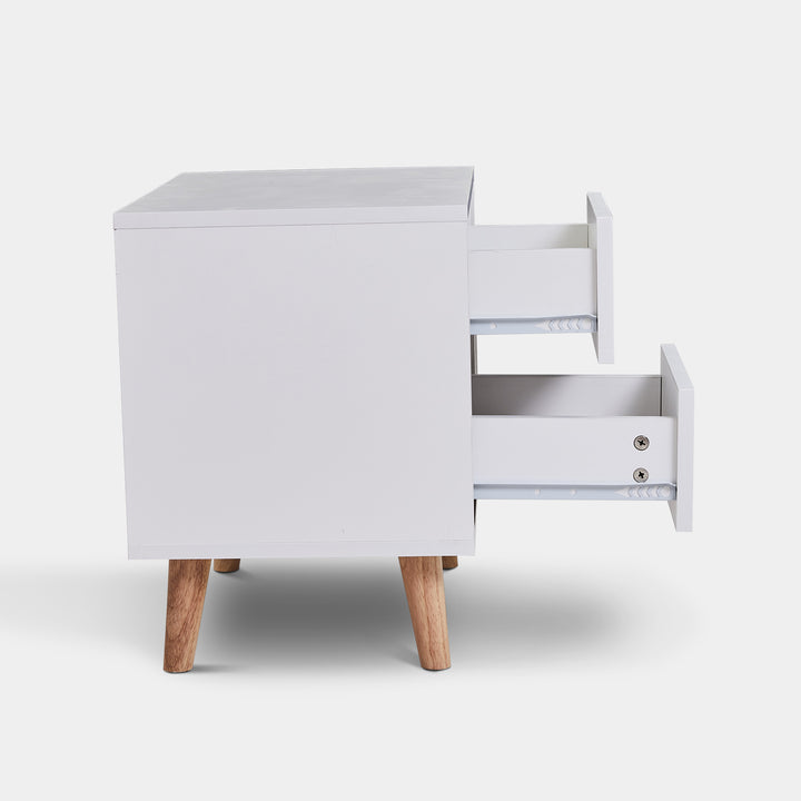 Andru Modern White Wood Bedside Table