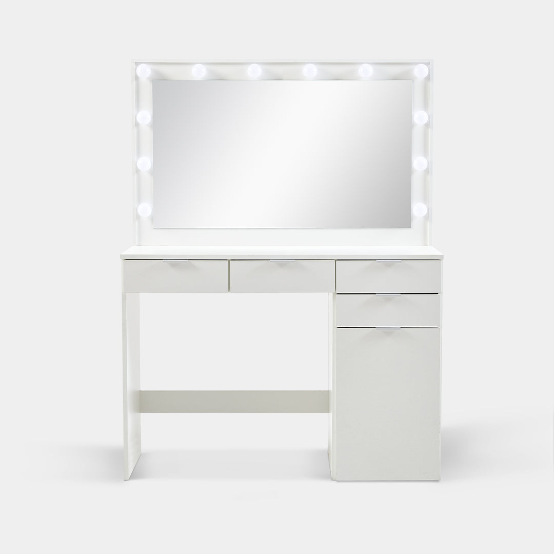 Hollywood White Dressing Table Set [4 Drawers]