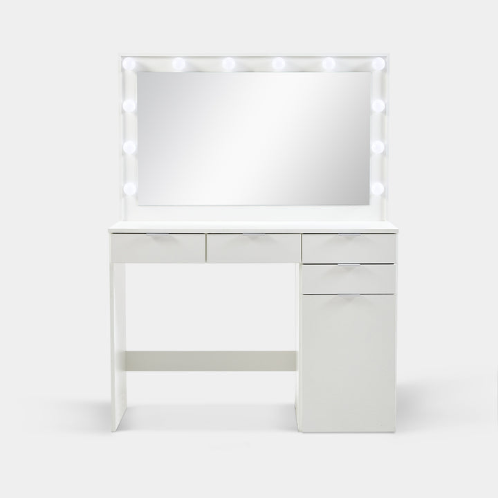 Hollywood White Dressing Table Set [4 Drawers]
