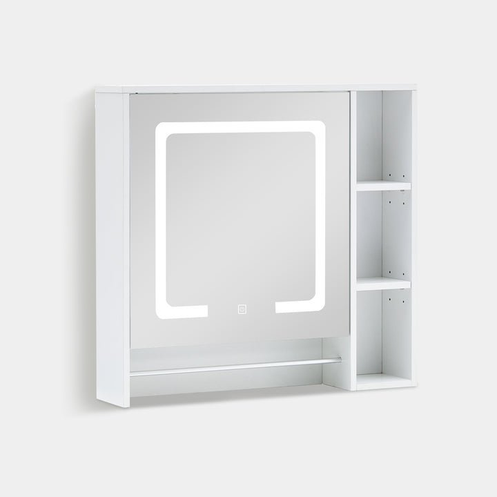 Tavion Bathroom Mirror Cabinet with Lights [1 Door+3 Shelves]