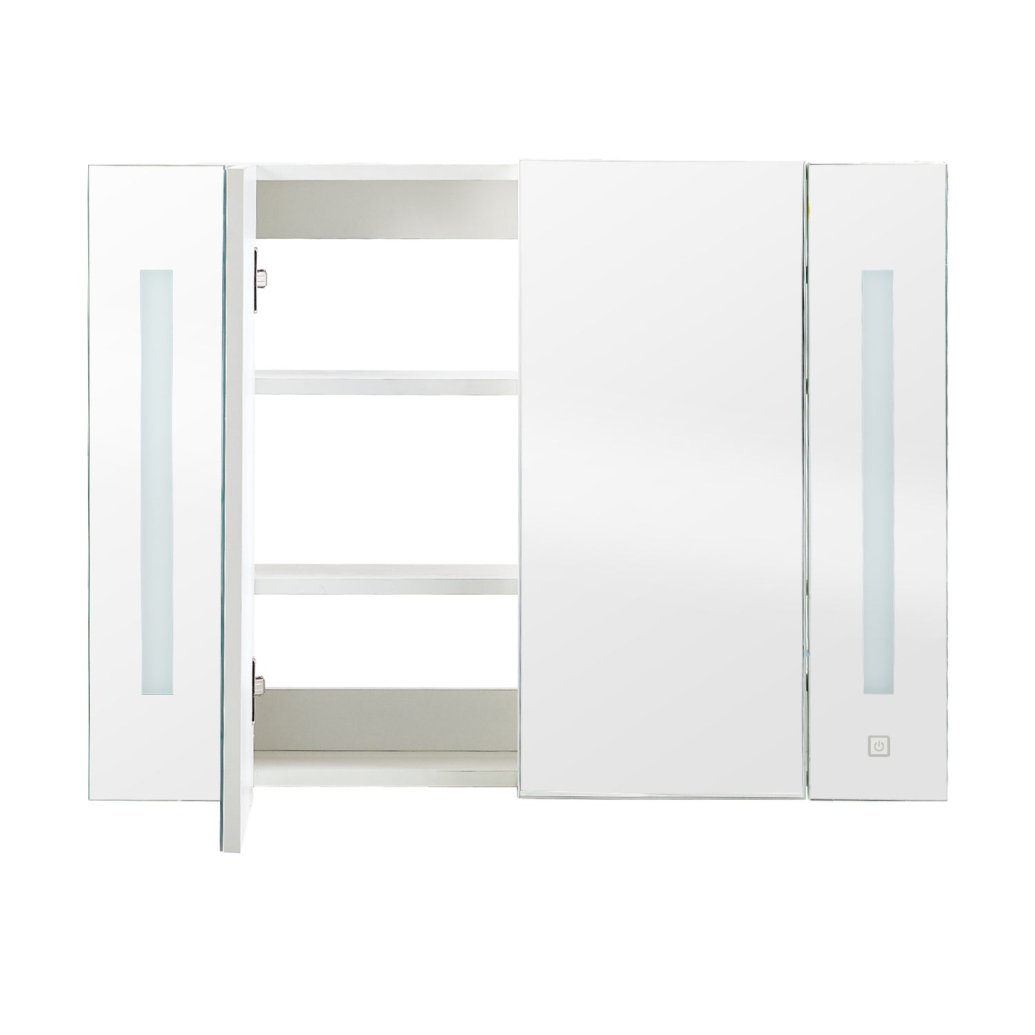 Clipop Bathroom Mirror Cabinet with Lights Wall Mounted 2 Doors Storage ...