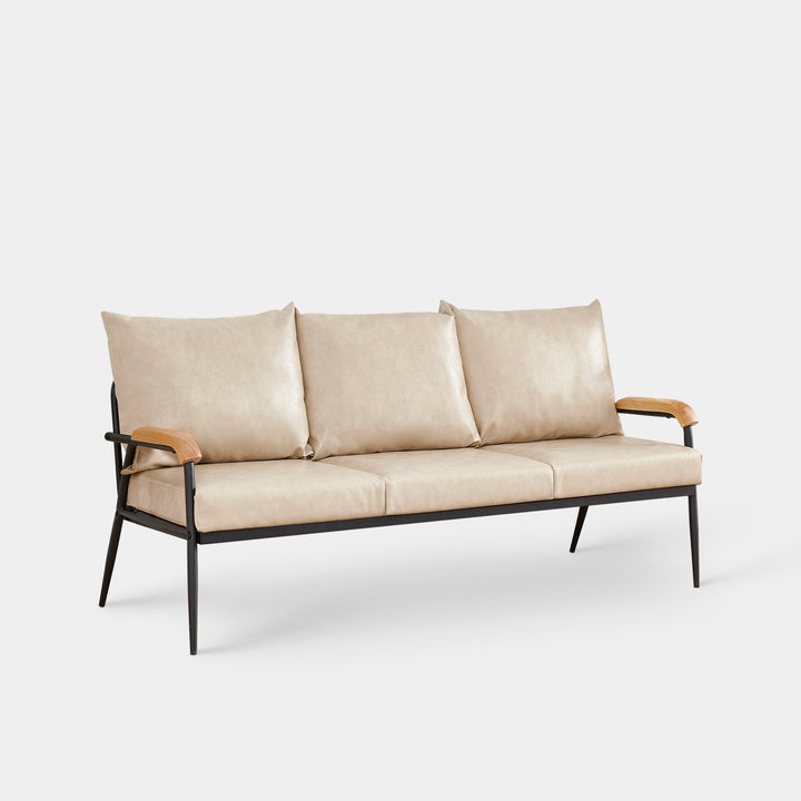 Mid-Century Modern 3-Seater Sofa [Cream White]