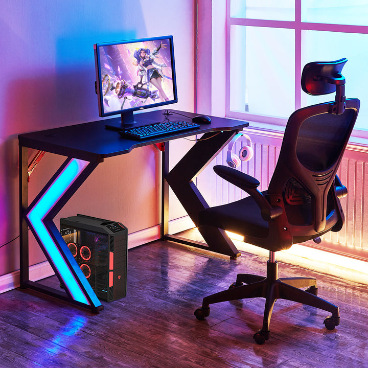 Sirius K Shaped LED Light Gaming Desk